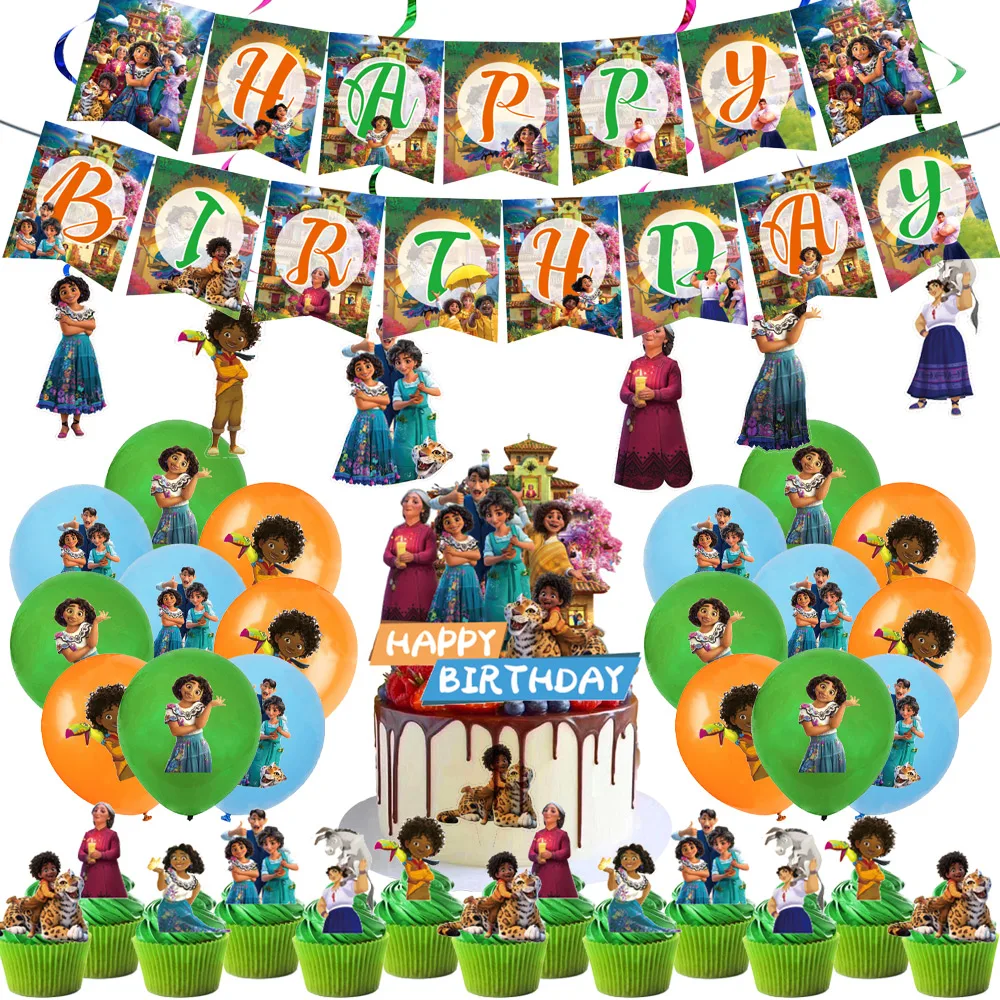 Encanto Themed  Birthday Party Decorations Party Supplies Print Banner Balloon Flags Tableware