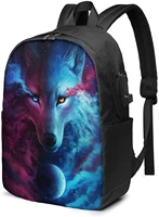 galaxy wolf business laptop school bookbag travel backpack with usb charging port headphone port fit 17 in