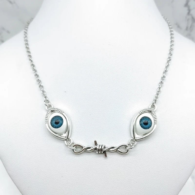 

Gothic Gothic Kpop Evil Eye Chain Thorns Necklace Men Ladies Pendant Necklace New Fashion Jewelry Retro Punk 2022