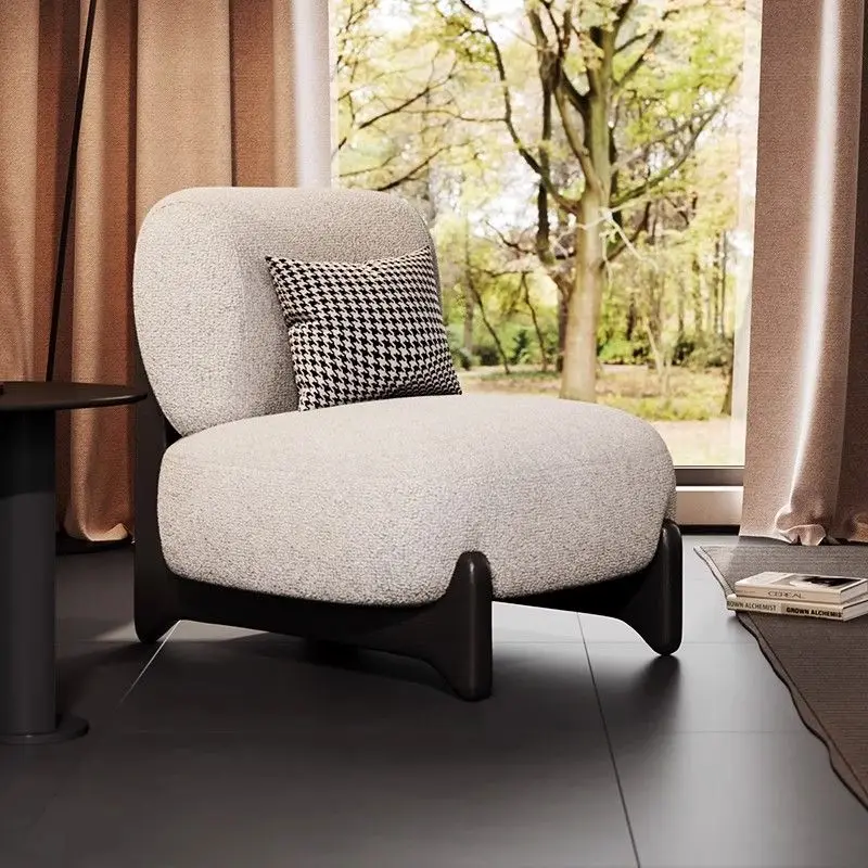 Wabi-sabi стиль Альпака шерстяной милый одиночный диван стул из твердой древесины