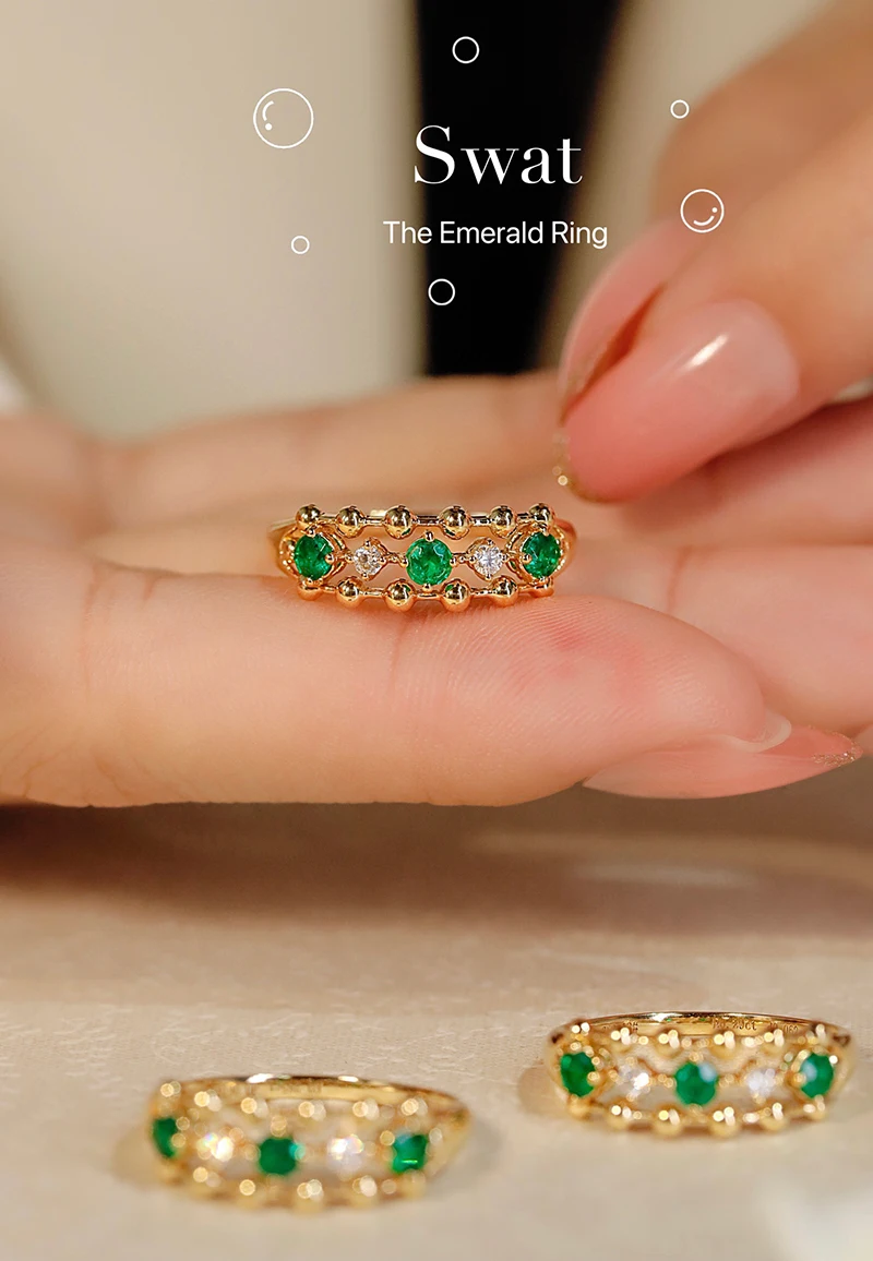 LUOWEND 18K кольца из желтого золота в романтическом стиле блестящие бриллианты