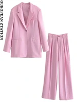 pailete women 2022 fashion welt pockets with asymmetric seam loose blazer coat or front darts side pockets high waist pants