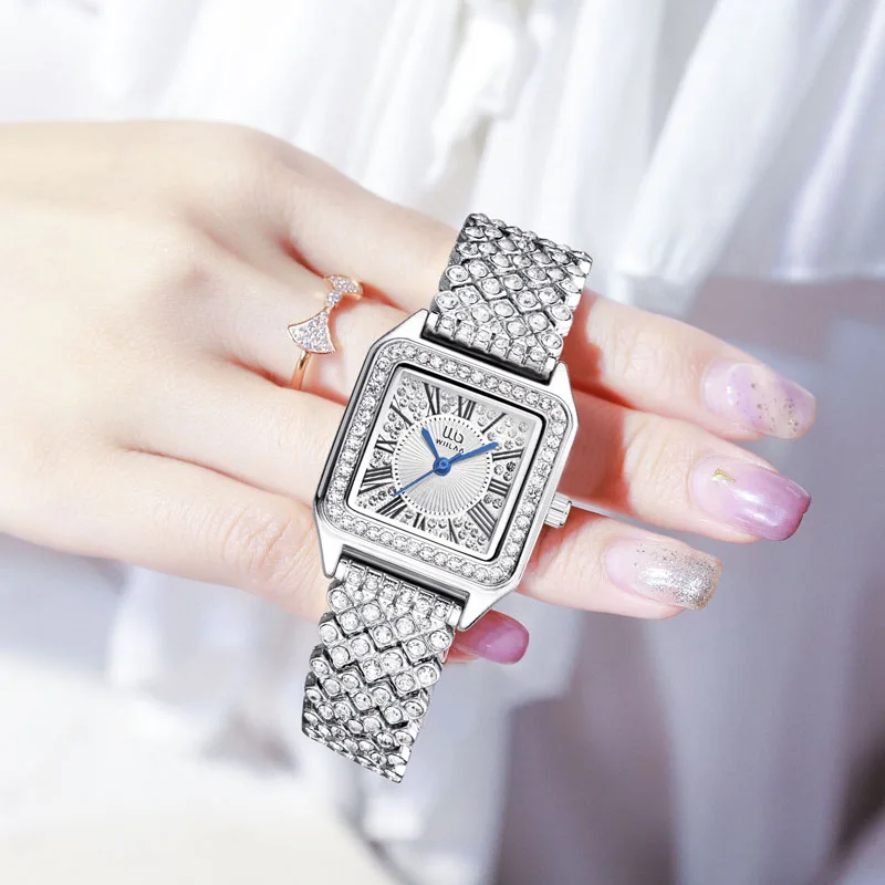 WIILAA Top Brand Luxury Watch For Women Fashion Full Diamond Bracelet Steel Band Watch Clock Ladies Wristwatch Relogio Feminino enlarge