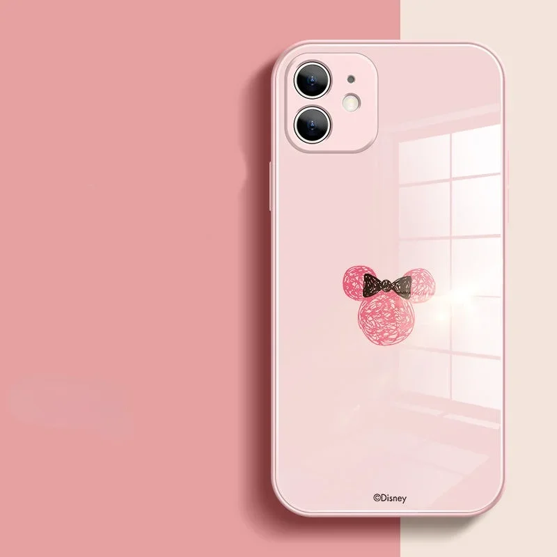 Чехол для телефона со стеклом Диснея Микки и Минни Iphone 13 12 11 Pro Max X Xs Xr Xsmax 7 8 Plus