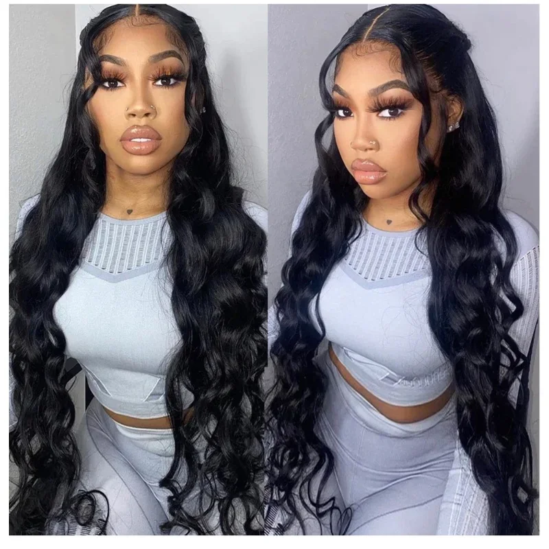 30-дюймовый парик 13x4 с кружевной передней частью объемная волна из человеческих