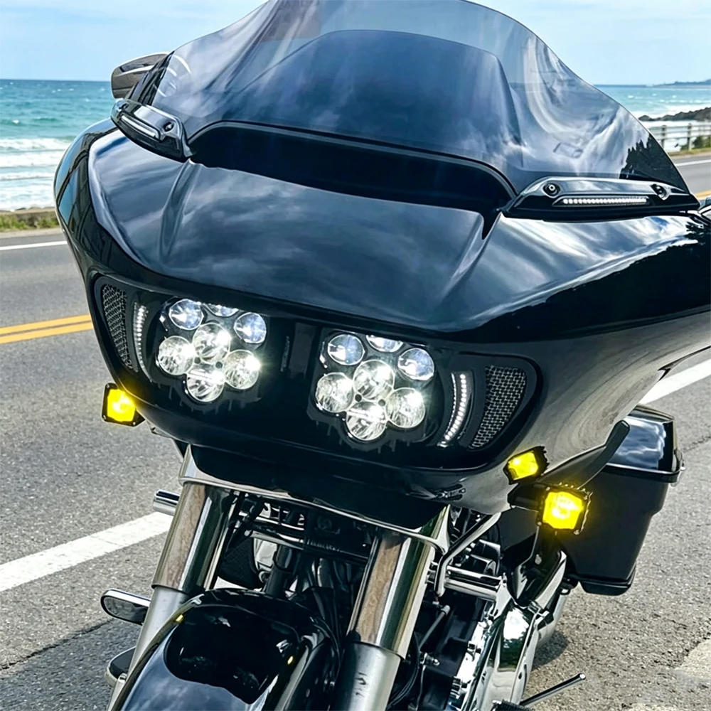 Фото Светодиодные передние указатели поворота Motorcycle Shark Demon для Harley Road Glide 2015-2023 Special Limited FLTRK Ultra CVO/SE FLTRUSE 3 FLTRT №2