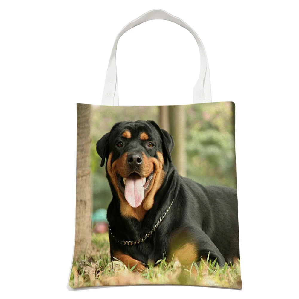 Сумка-тоут женская Двусторонняя холщовая с принтом животного |