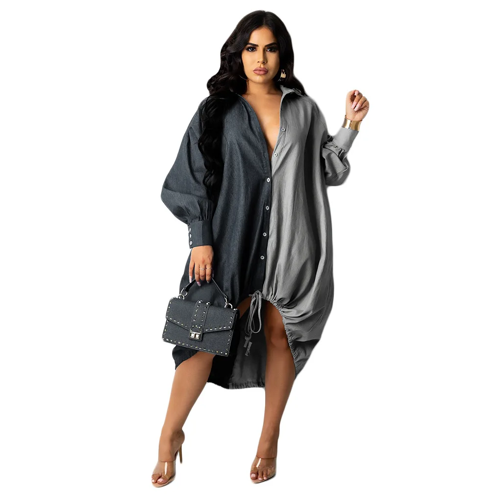 Wsfec L-3XL осенние платья средней длины с длинным рукавом женская одежда однотонное