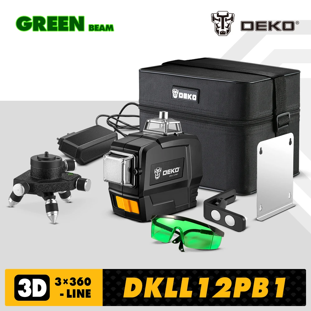 Зеленый лазерный уровень DEKO DKLL12PB1 3 7 V 3X360 | Инструменты