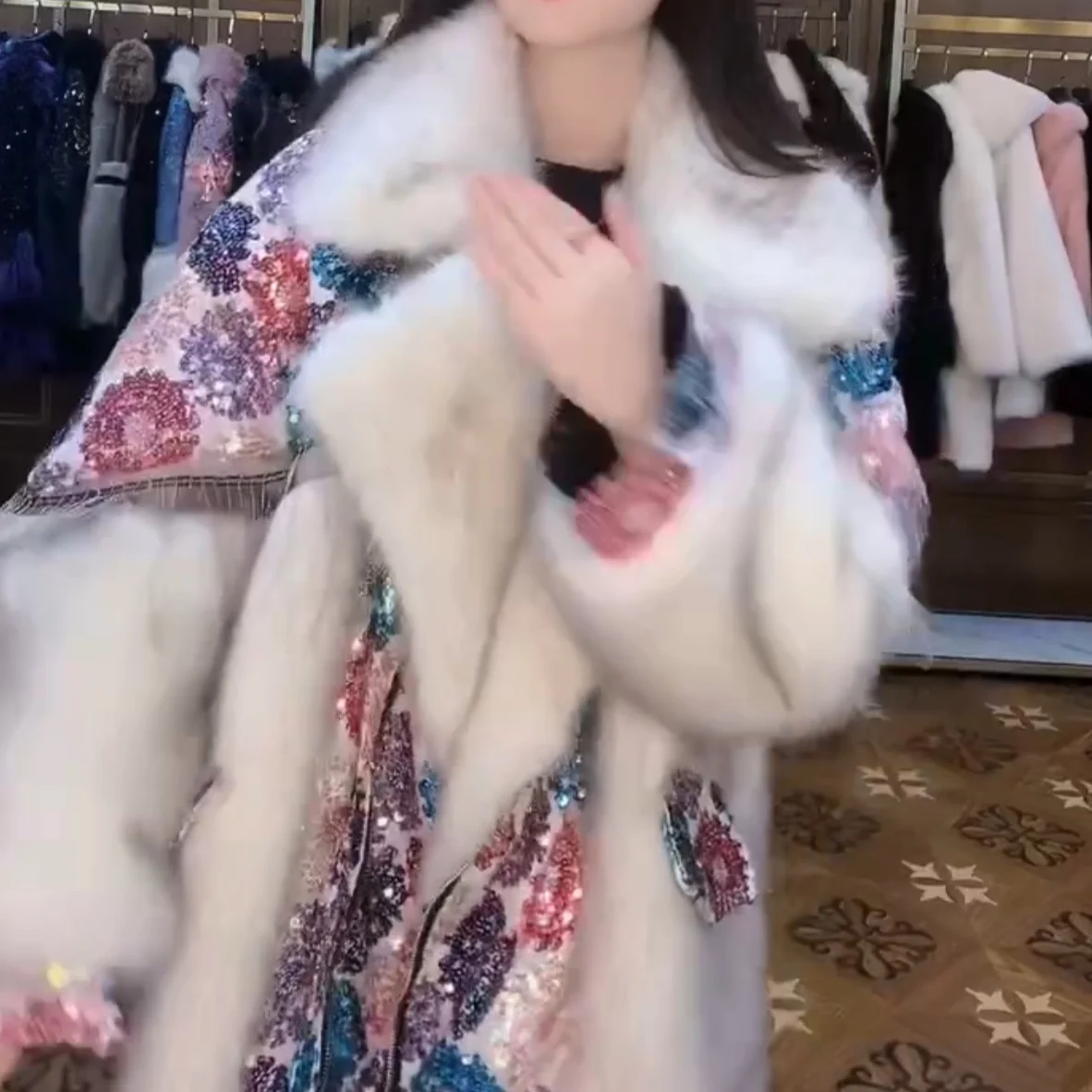 European Long Sleeve Female Toka Double Face Wool Leather Warm Fur Coat Women 2022 Winter New Streetwear Casual Trend Jacket