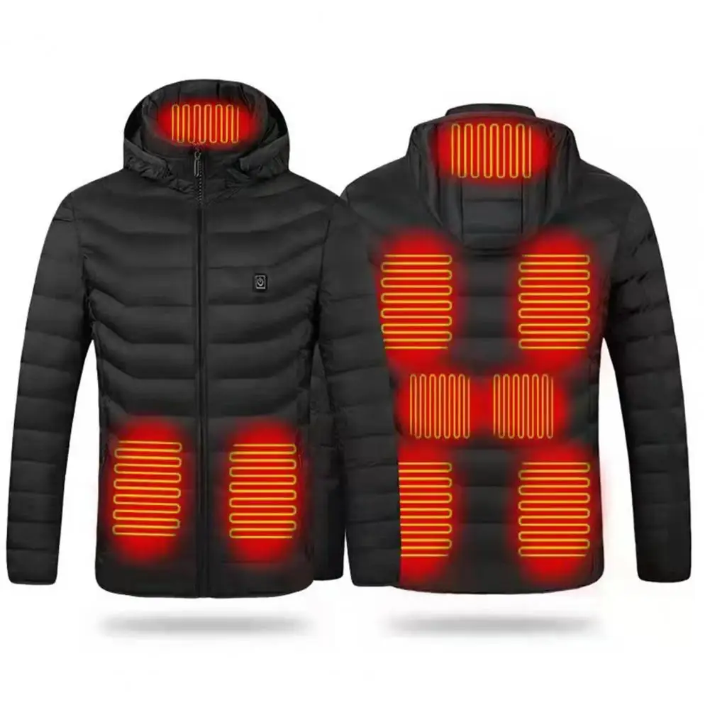 Men Jacket Solid Color Thick Coldproof Stable Performance Heating Coat   USB Heating Jacket  for Daily Wear