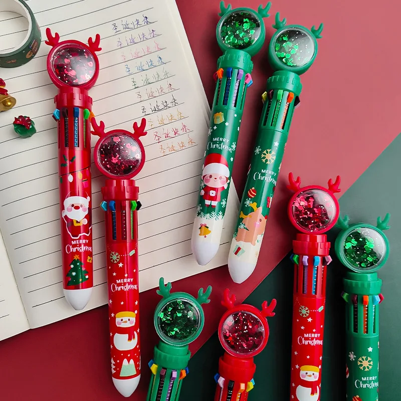 

KDD Cute Christmas 10Colors Chunky Ballpoint Pen Kawaii Rollerball Pen School Office Supply Gift Stationery Papelaria Escolar