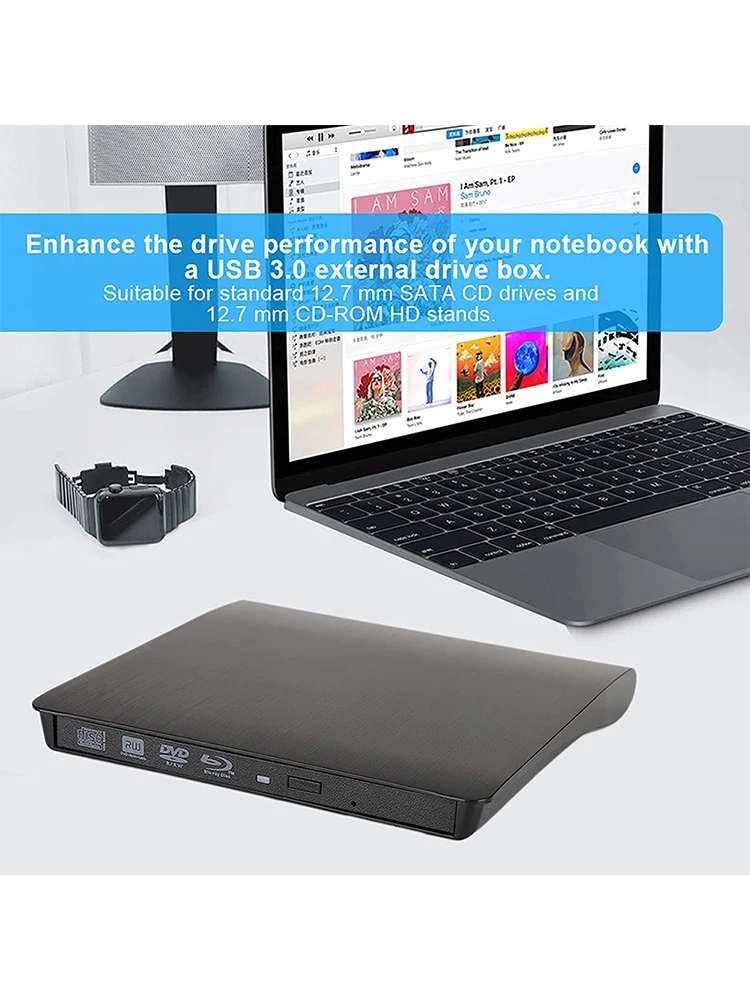 Фото Внешний корпус для оптического привода USB 3.0 SATA 5 Гбит/с 12,7 мм для DVD/CD-ROM RW-плееров, для ноутбуков и настольных ПК №4