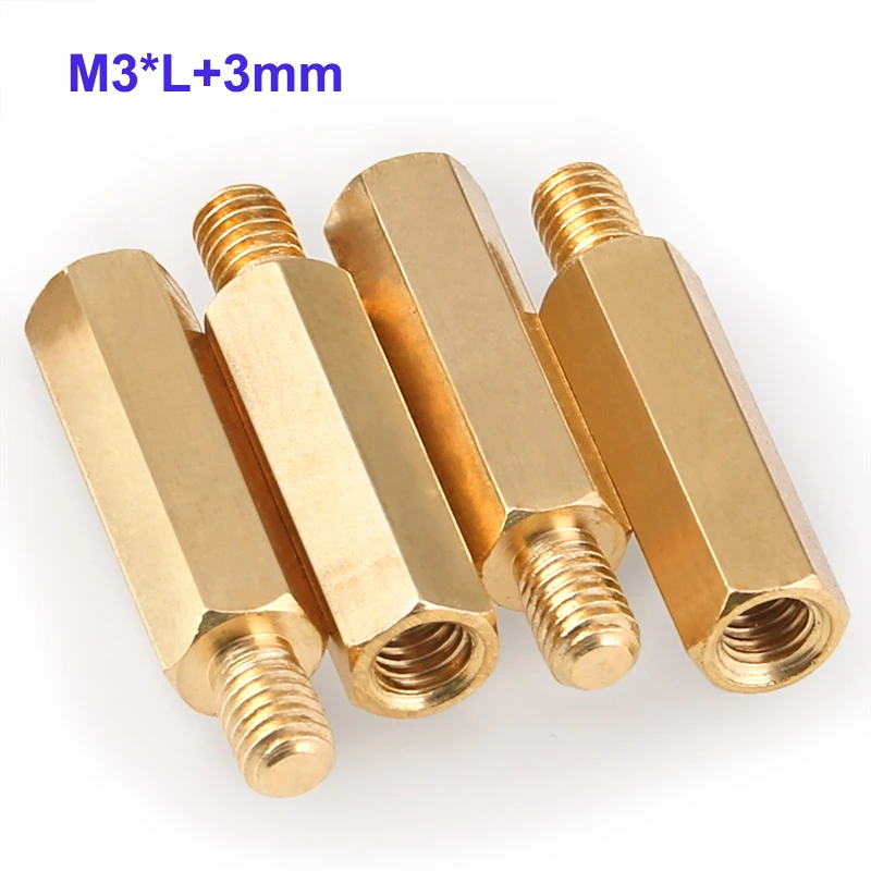 

M3*L+3mm Hexagon Threaded Pillar PCB Column Motherboard Spacer Screw Hex Brass Male Female Standoff Board Rack Stud