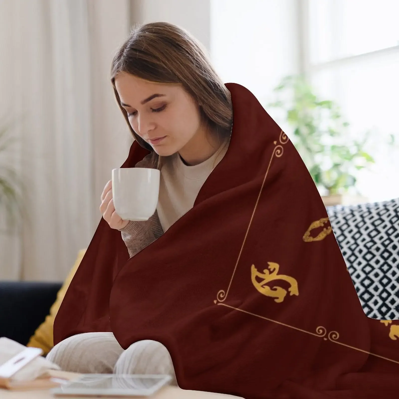 Просто добавьте волшебную посуду золотое одеяло с каймой пледы для дивана