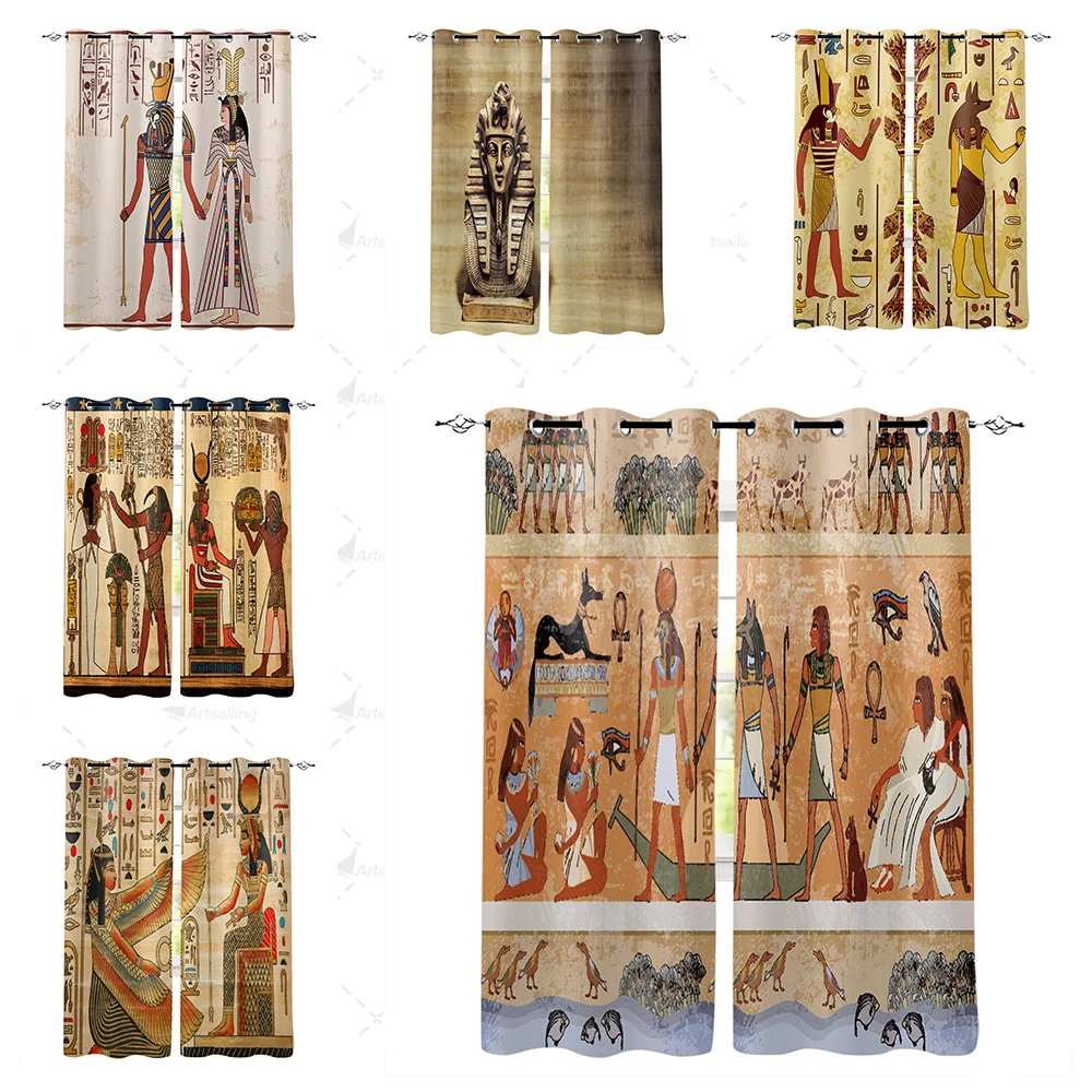 Egypt Historical Heritage Art Ancient Curtains for Living Room Bedroom Kitchen Window Treatment Curtain Home Textile Decoration