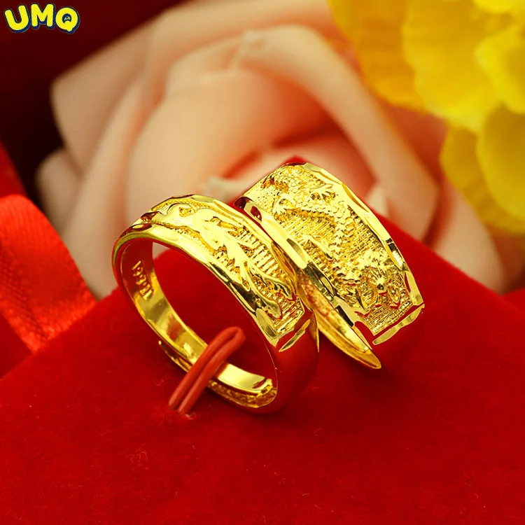 

Ювелирные изделия, Дракон и Феникс, копия, чистое золото 24 карата, кольца для мужчин и женщин, имитация любовников, борьба с большим количест...