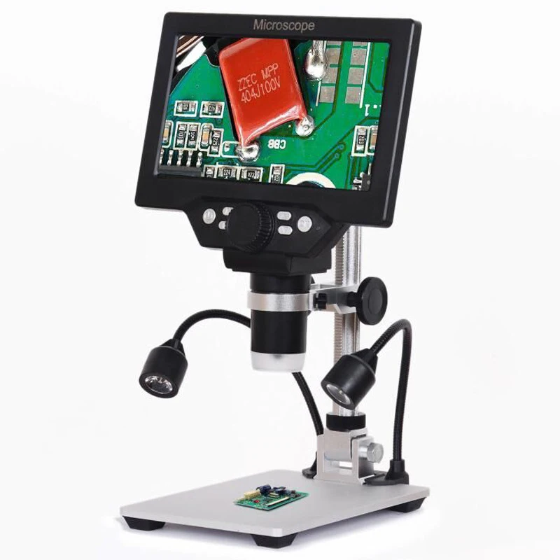 7'' Digital Microscope 1200X, 1080P Photo/Video Microscope with SD Card Slot for Adults Soldering Coins, LED Fill Lights