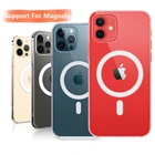 Магнитный прозрачный чехол Magsafe для iPhone 13 12 11 Pro MAX Mini XR XS MAX X 7 8 Plus, чехол с беспроводным зарядным устройством