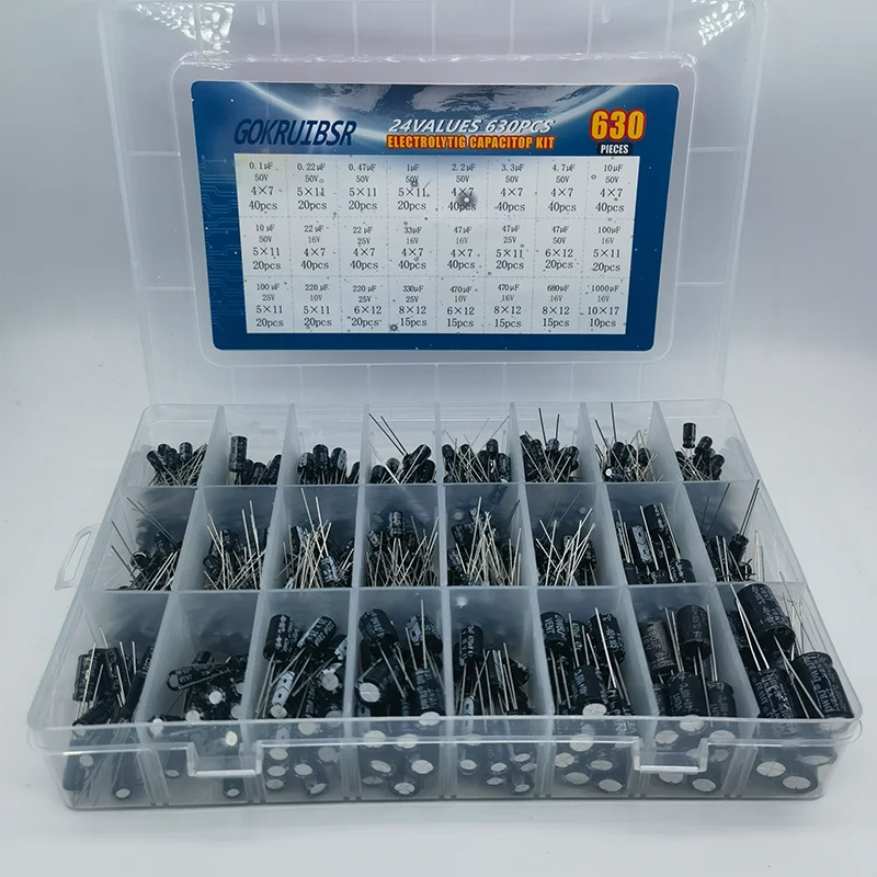 24 значения 630 шт. набор алюминиевых электролитических конденсаторов в