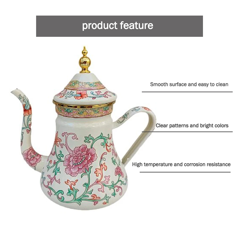 Эмалированный чайник для молока в этническом стиле подарочный ситечко кофейника