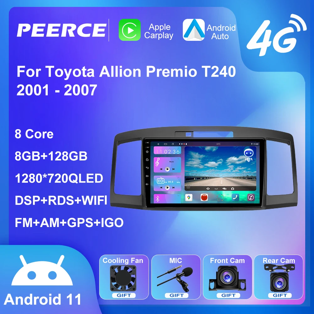 

Автомобильный мультимедийный видеоплеер PEEREC, 2 Din, 4G, Wi-Fi, GPS-навигация