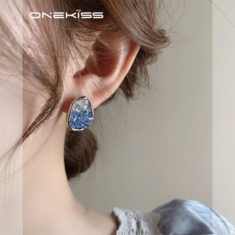  Женские серьги с градиентом синего морского кристалла новинка 2024 популярные