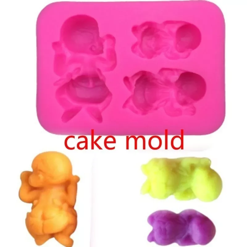 

2022New 3 Cavity DIY Sleep Baby Fondant Silicone Cake Mold Soap 3D Cupcake Jelly Candy Chocolate Decoration Bakiing Molds