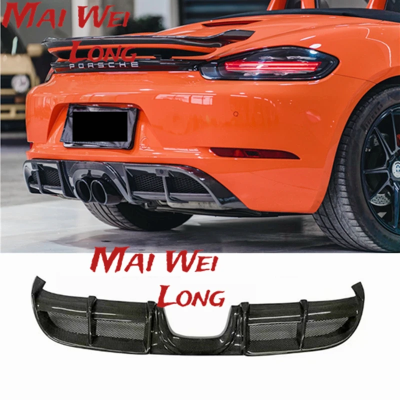 

For Porsche 718 Cayman Boxster 2016 - 2018 Rear Bumper Lip Diffuser Spoiler Apron Splitters Carbon Fiber Protector