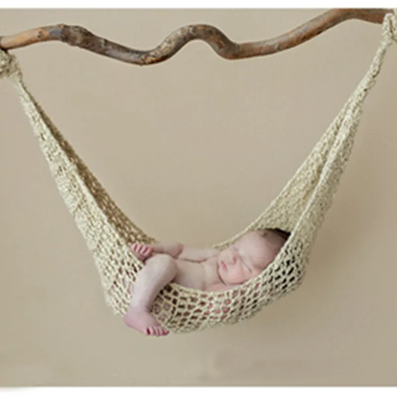 Newborn Photography Props Accessories Studio Baby Shooting Wool Hand Knitted Hammock Boys Girls Photo Knitting Swing Hanging Bed