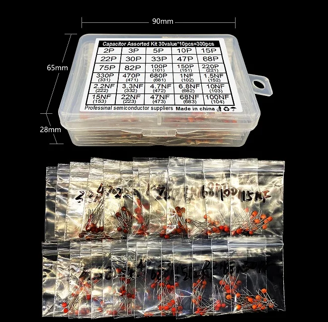 300pcs 30Values 2pf-0.1uf 100nf Ceramic Capacitor Kit 2/3/5/10/15/22/30/33/47/68/75/82/100/220/330/470/680/pf/p 1/1.5/2.2/3.3/NF