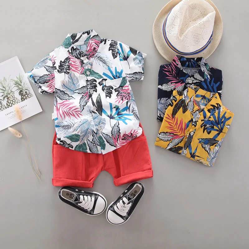 

Children's Short Sleeve Suit Summer Boy Baby Shirts and Shorts Two-piece Set