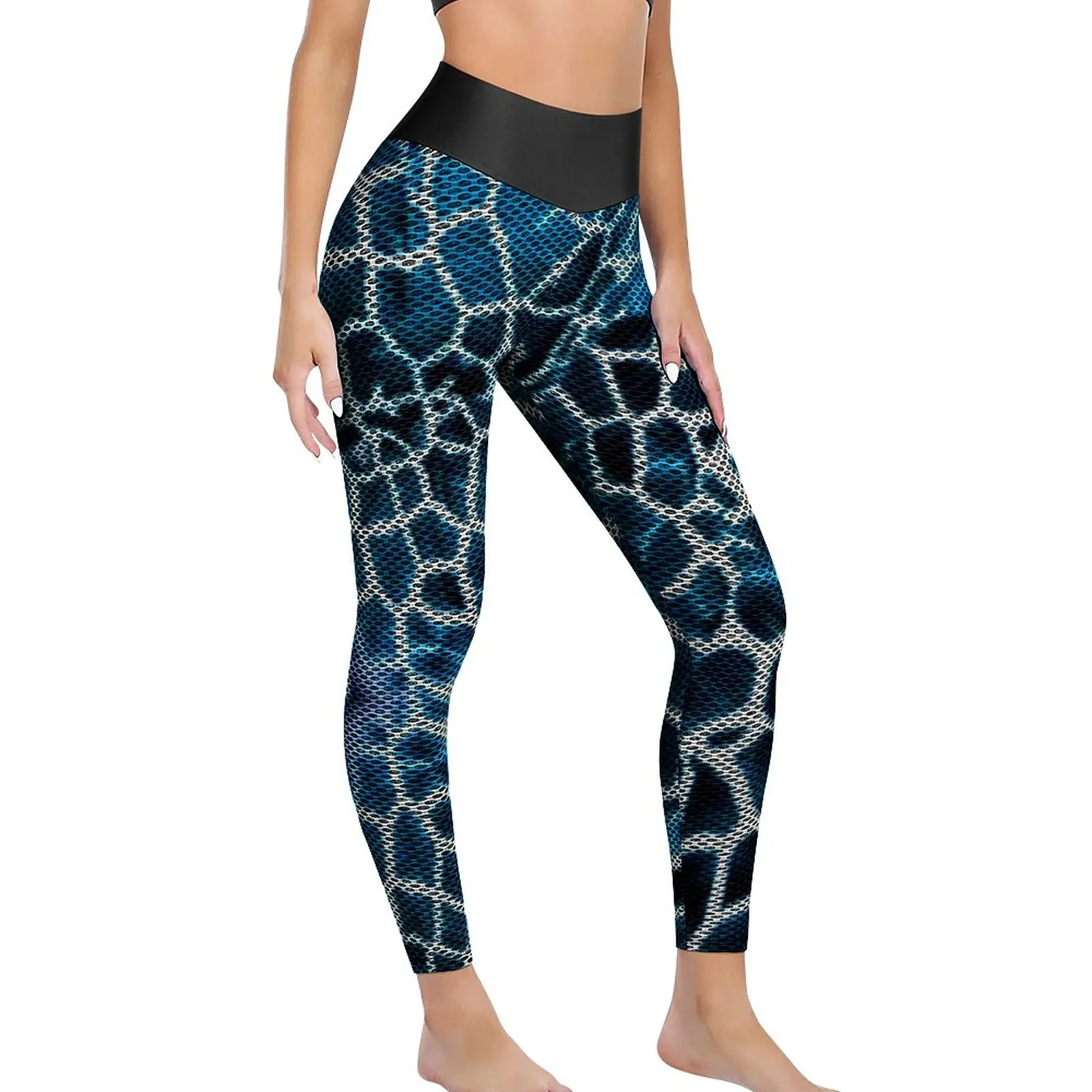 Giraffe Print Leggings Sexy Blue and White Work Out Yoga Pants Push Up Seamless Sports Tights Women Breathable Design Leggins