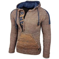 fallwinter mens mixed color sweater hooded pullover sweater long sleeve sweater