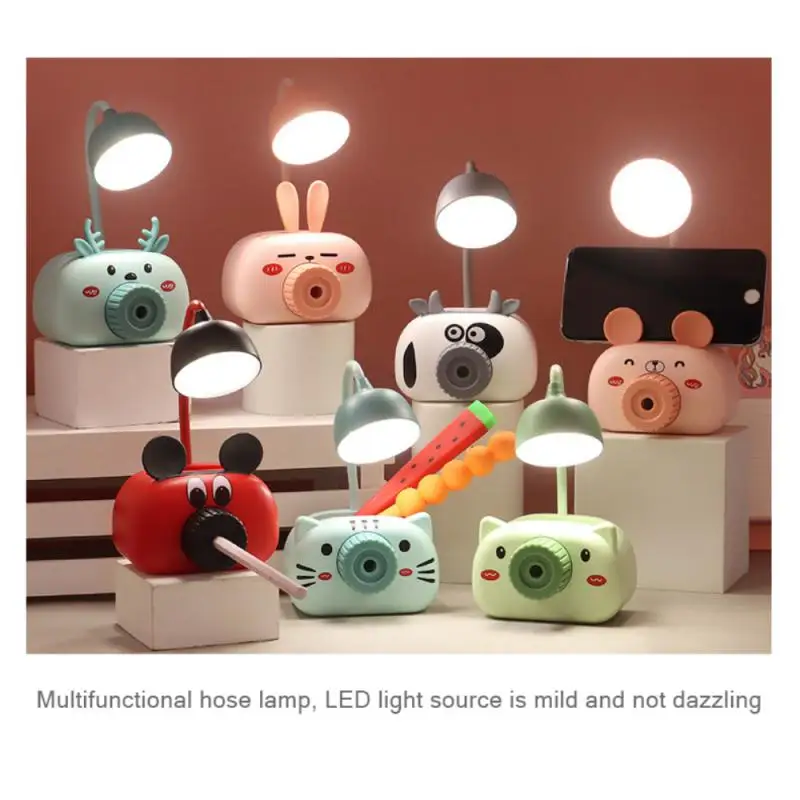 

Mini LED Desk Lamp Eye Protection Cartoon Piggy Pen Holder Pencil Sharpener USB Charging Child Student Stationery Luminous Toys