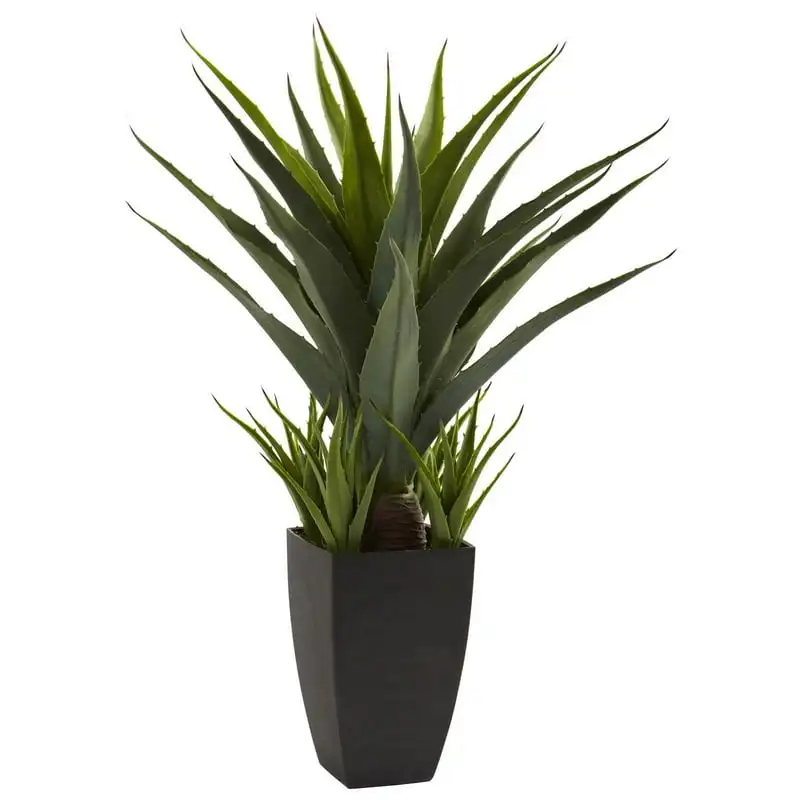 

Plastic Agave Artificial Plant with Black Planter, Green