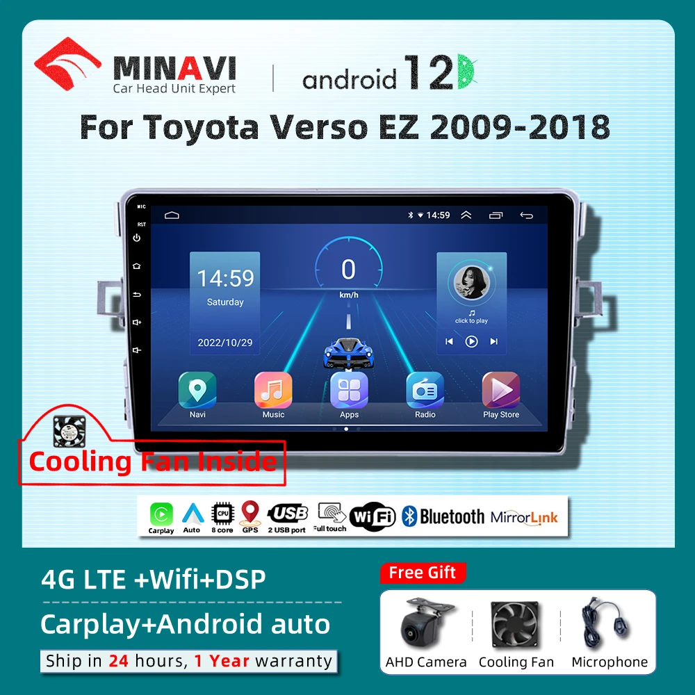 

9 "Android плеер для Toyota Corolla Verso EZ 2009 2010 2011 2012 2013-2018 Carplay Автомагнитола стерео Мультимедийный DVD