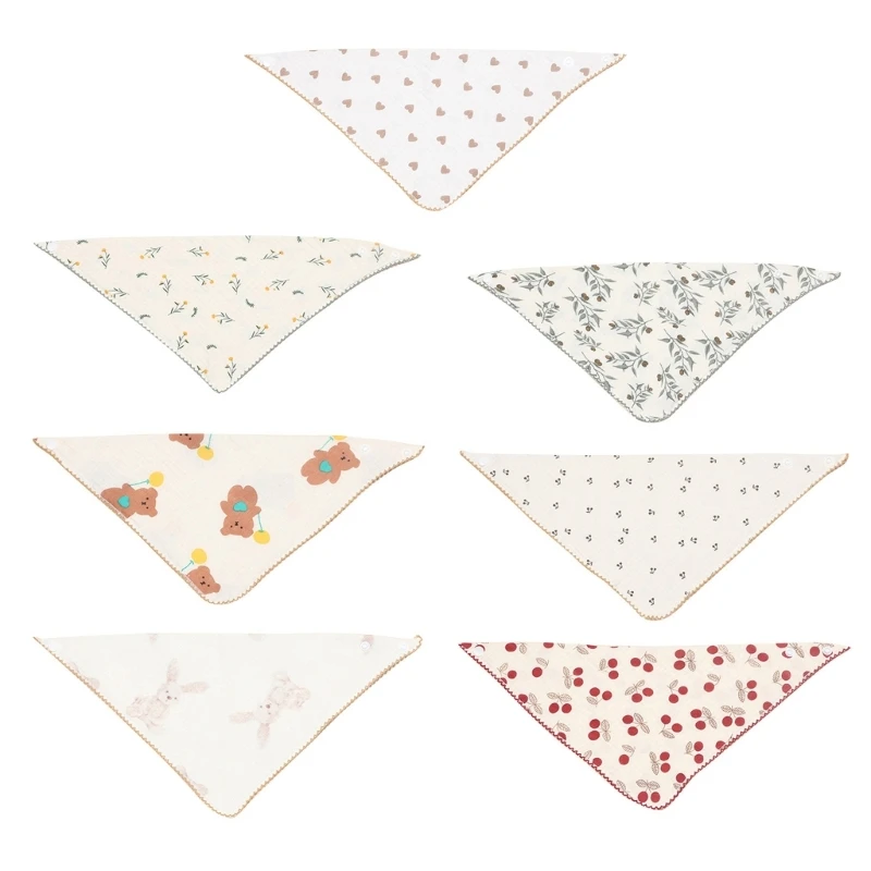 

C5AA Infant Drool Bib Pattern Muslin Bibs Burp Cloth for Newborns Feeding Drool