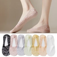 womens invisible socks 1 pair non slip transparent lace no show boat socks pure color simple all match soft ankle socks