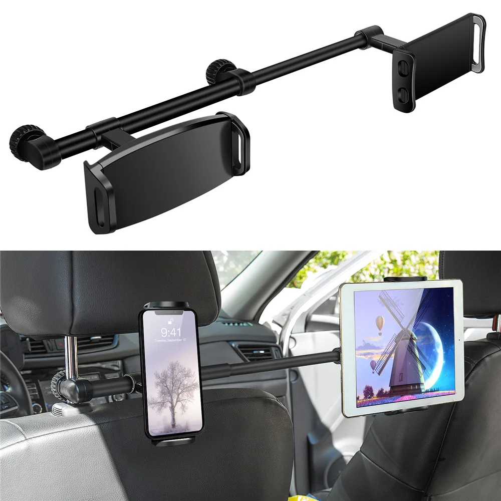 

2 In 1 Universal Car Tablet PC Phone Holder Rack 360 Degree Back Seat Headrest Mount Stand Bracket For 4-12.9inch Tablet Phone