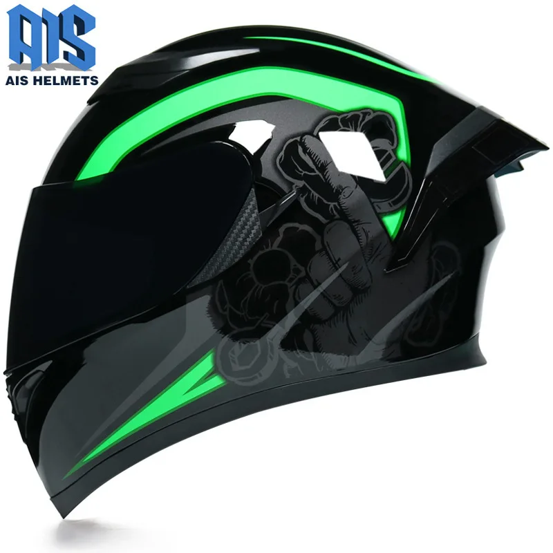 Aishi Men's and Women's Electric Motorcycle Helmet Full Face Covered Personality Cool Summer Knight with Bluet
