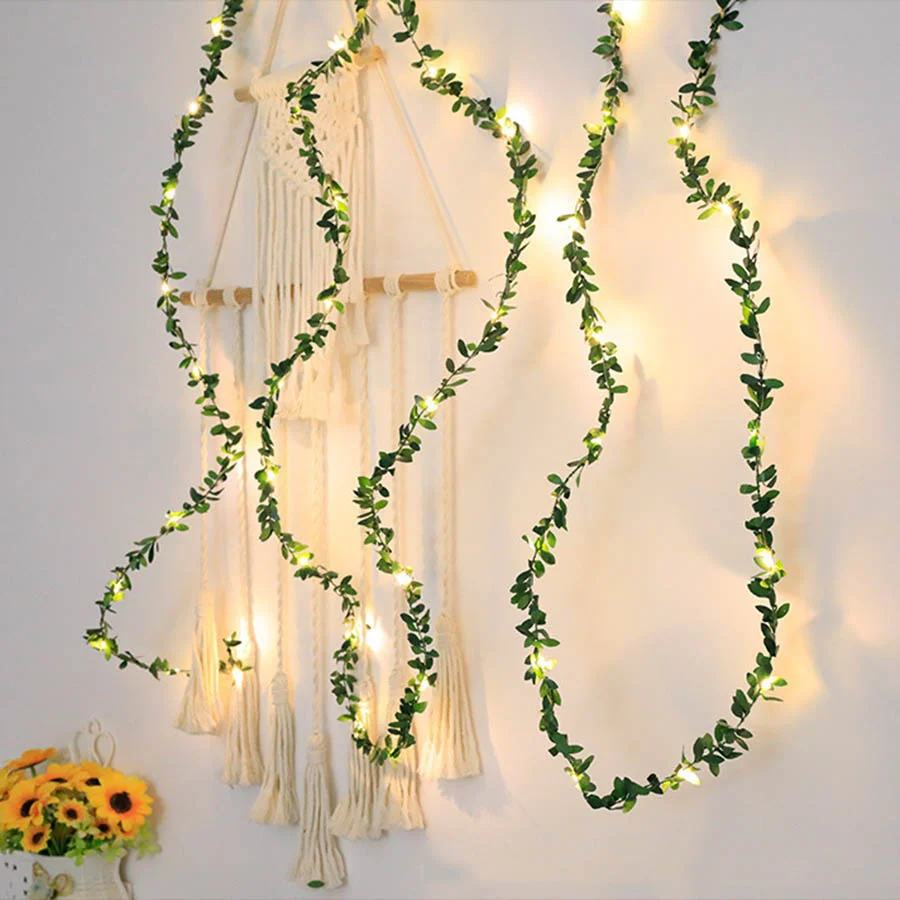 

Artificial Ivy Garland Fake Plants Vine Hanging Garland with 50/100LED String Light For Home Kitchen Garden Wedding Wall Decor