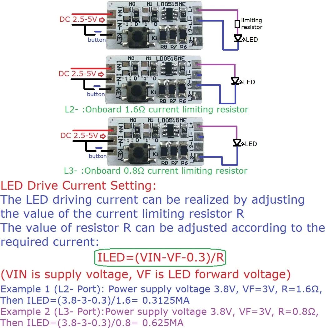 DC2.5V-5V 1200MA Многофункциональный светодиодный контроллер Рабочий режим Ток может