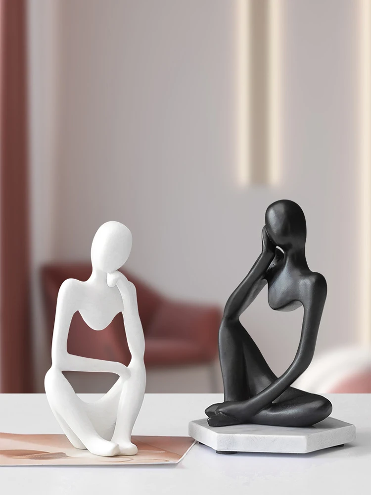 

Thinker Statue Home Decoration Abstract Figure Sculpture Nordic Ornaments Resin Statue Home Crafts Living Room Desktop Figurines