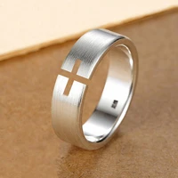 tulx hollow cross rings for women men silver color christian jesus finger rings size adjustable jewelry gifts party wholesale