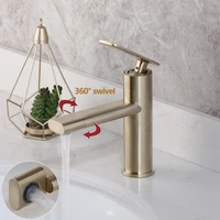 yanksmart luxury brushed gold bathroom basin faucet 360 degree swivel faucet basin sink mixer faucet vessel mixer water taps