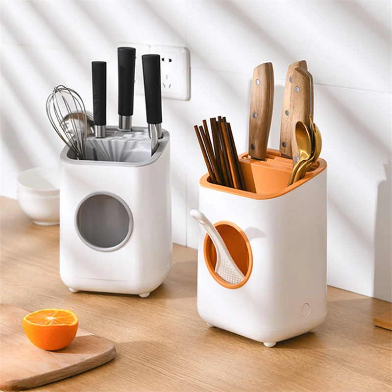 

Kitchen Plastic Chopstick Cage With Water Outlet Tray Cutlery Knife Spoon Holder Storage Box Draining Rack Tableware Organizer