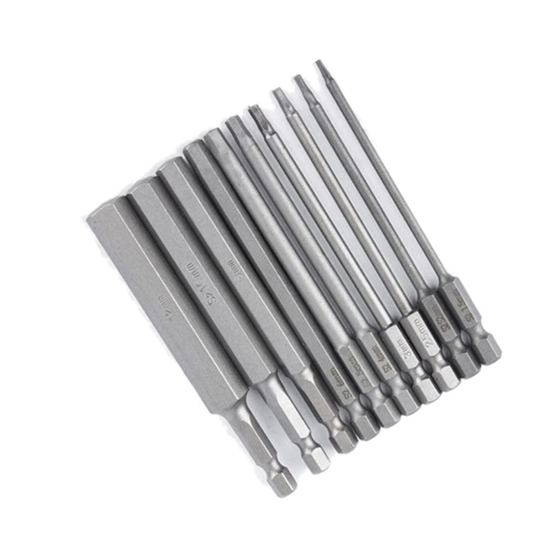 

Hot 10Pcs Hex Head Hex Wrench Drill Bits Set 100Mm Metric Hex Screwdriver Bits Magnetic Tip Screwdriver Socket Bit
