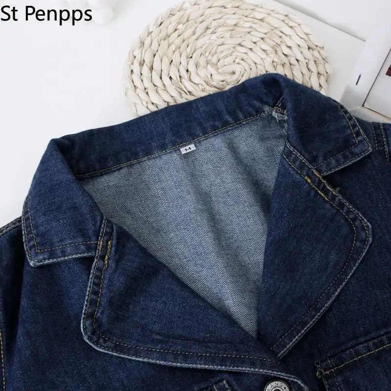 Винтажное Синее джинсовое платье для женщин весеннее длинное с отложным