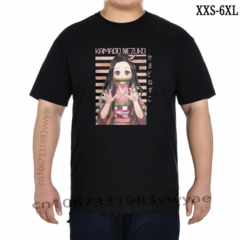 

Kamado Nezuko T Shirts Men Cotton Tshirts Demon Slayer Kimetsu No Yaiba Tanjirou Anime Manga Tee Shirt Fitness Shirt XXS-6XL